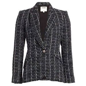 L'AGENCE Chamberlain Tweed Blazer in Dark Blue Size 2